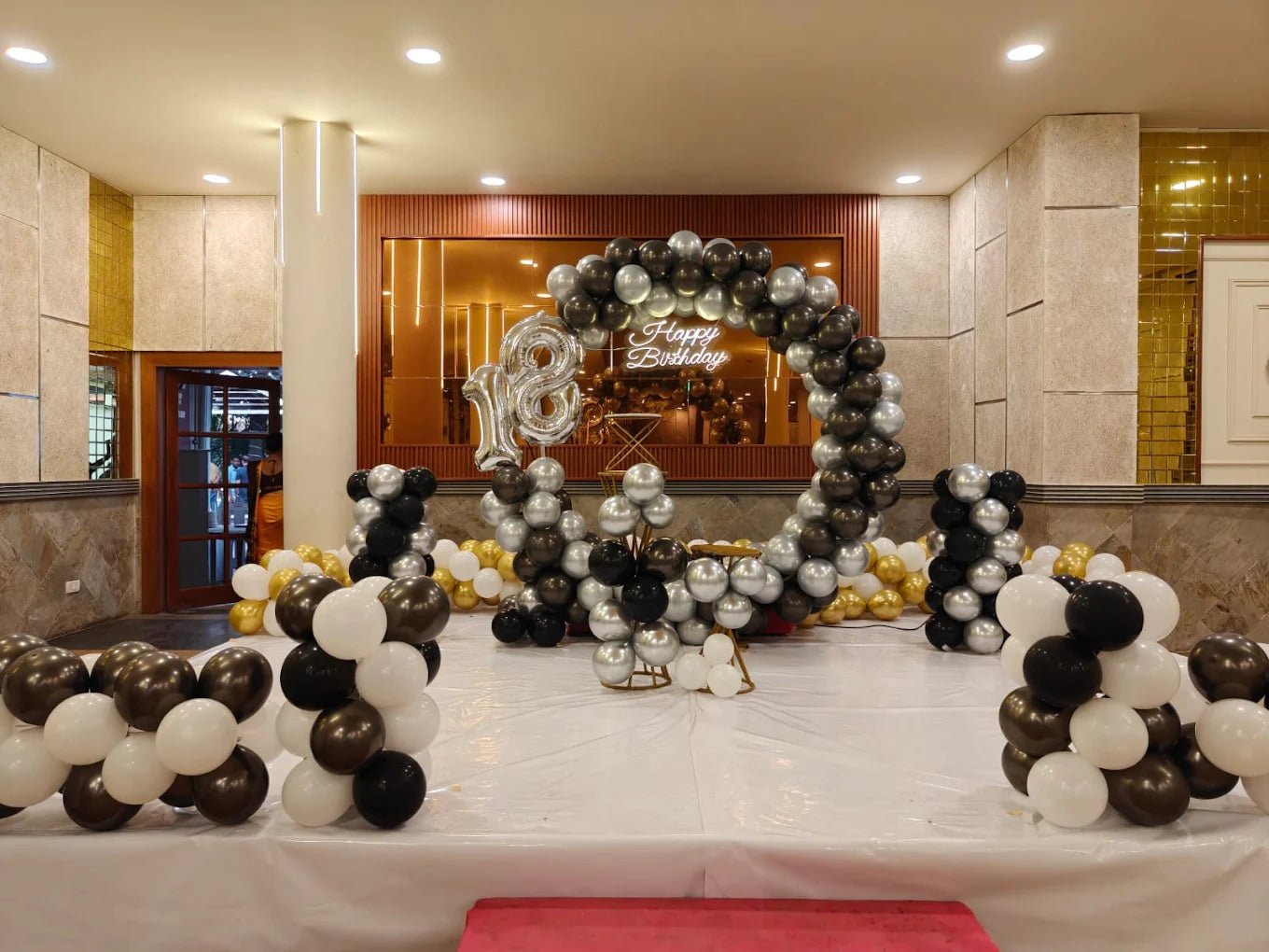 Silver and Black - Birthday decor Setup - Tent Wala